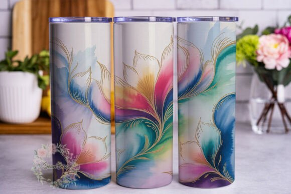 Abstract Watercolor Floral Tumbler Wraps Graphics Review