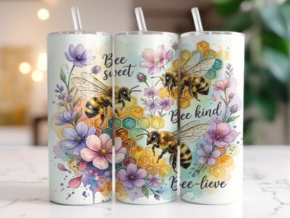 Bee Inspirational Quote Floral Tumbler Graphics & Wraps