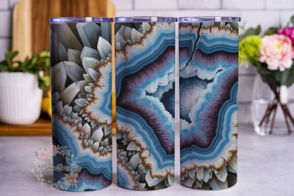 Blue Agate Geode Crystal Tumbler Wraps Graphics