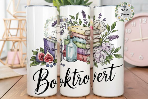 Booktrovert Floral Fig 20oz Tumbler Wrap Graphics