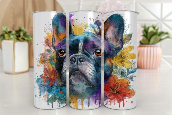Bulldog Portrait Tumbler Sublimation Graphics