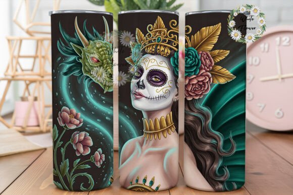 Calavera Dragon Fantasy 20oz Tumbler Graphics & Tumbler Wraps