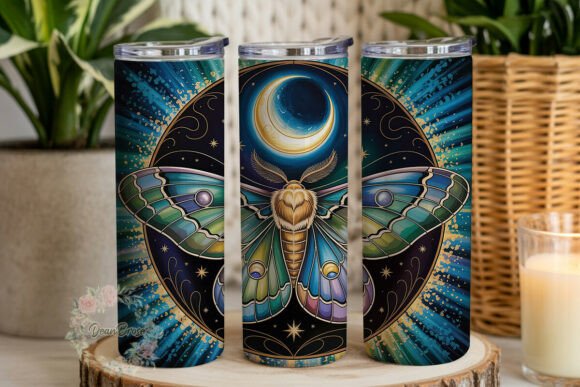 Celestial Moth Glitter 20oz Tumbler Wrap Graphics