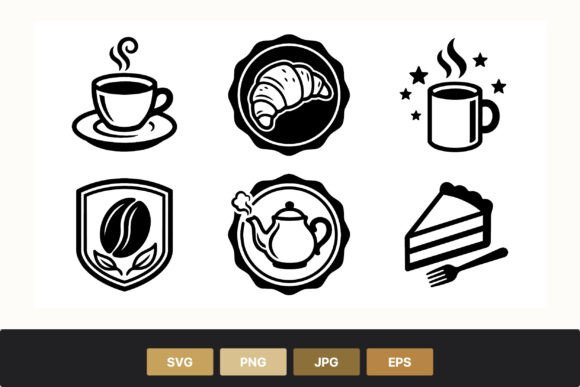 Coffee Cup Croissant Cake and Teapot Graphics Review