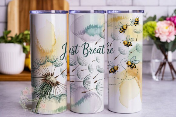 Dandelion Seeds Bee Tumbler Wrap Graphics