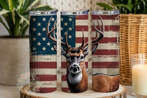 Distressed Flag Deer 20oz Tumbler Wrap