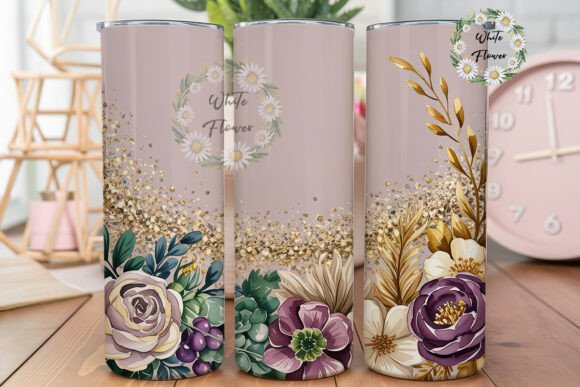 Elegant Floral Glitter Tumbler Wraps Graphics Review