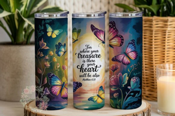 Ethereal Butterfly Scripture Tumbler Graphics