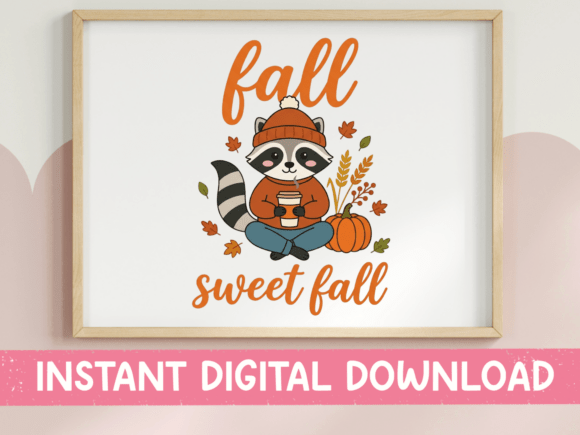 Fall Sweet Fall Raccoon Coffee SVG for Graphics & T-Shirt Designs