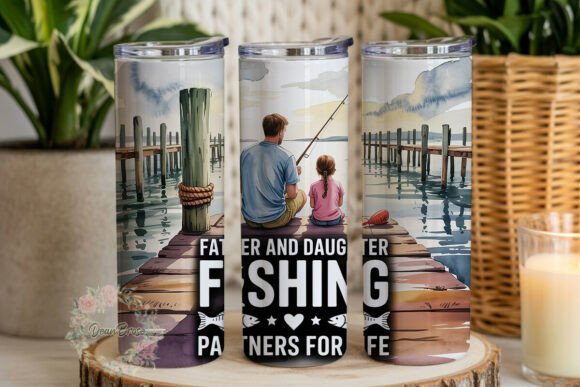 Father Daughter Fishing 20oz Tumbler Graphics
