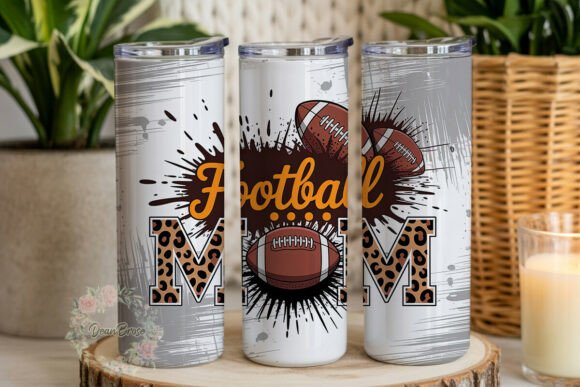 Football Leopard Mom 20oz Tumbler Wrap Graphics