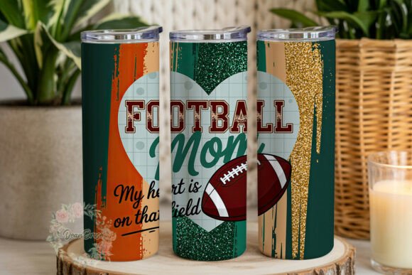 Football Mom Glitter 20oz Tumbler Wrap
