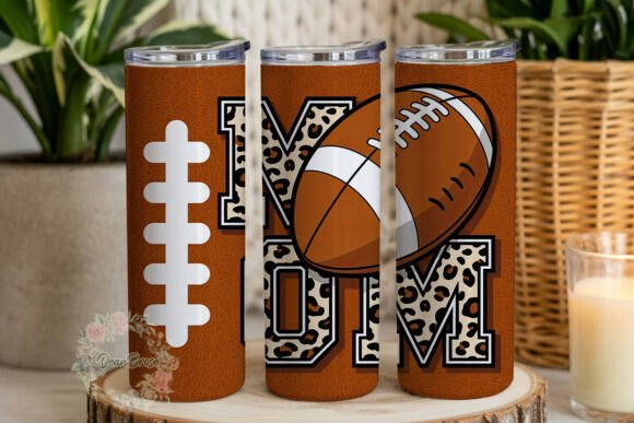 Football MOM Leopard Print 20oz Tumbler Graphics