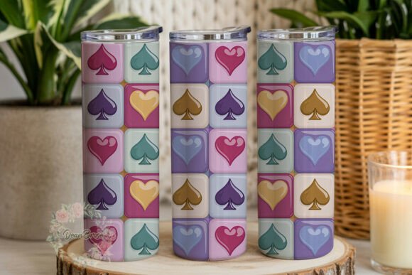 Glossy Card Suits Tiles 20oz Tumbler Graphics