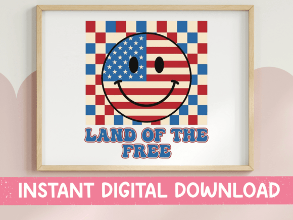 Land of the Free Smiley Face SVG PNG: Graphics for T-Shirt Designs