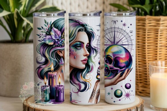 Mystic Witch Skull 20oz Tumbler Wrap
