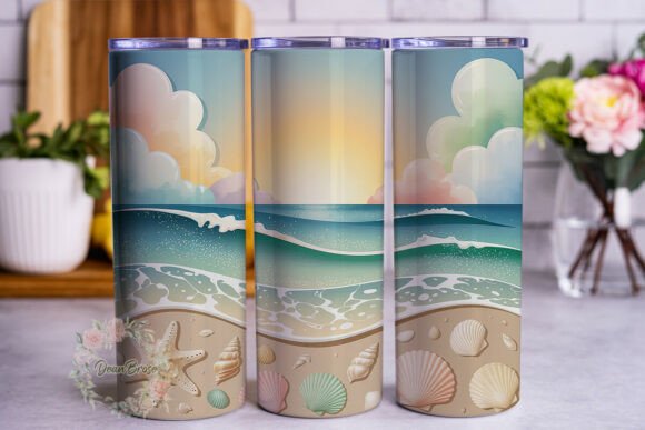 Pastel Beach Ocean Tumbler Wraps Graphics Review