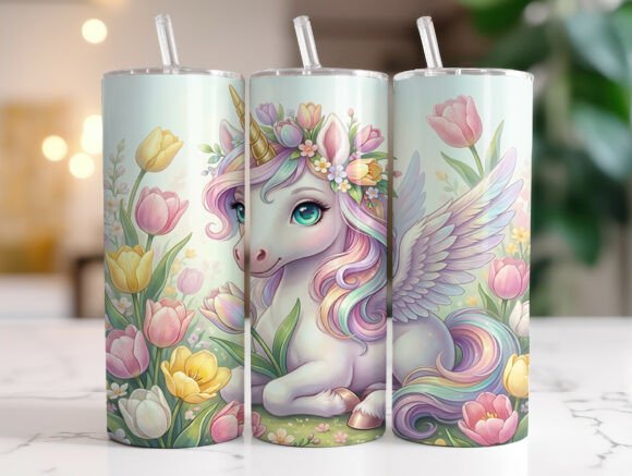Pastel Unicorn Tulips 20oz Tumbler Wrap