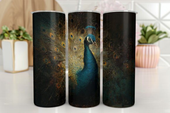 Peacock Floral Tumbler 20oz Stainless Graphics