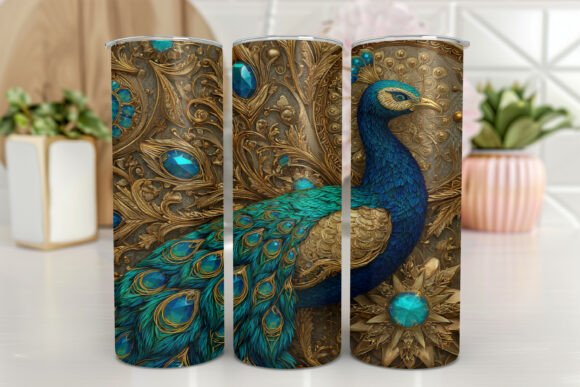 Peacock Tumbler Wrap PNG Design Graphics