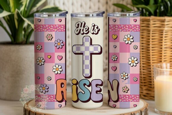 Pink Checkerboard Risen 20oz Tumbler Graphics