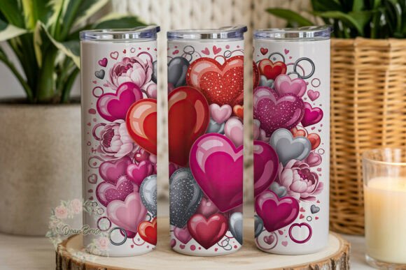 Pink Glitter Heart Love 20oz Tumbler Graphics
