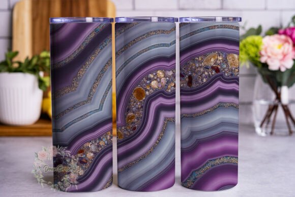 Purple Gold Agate Geode 20oz Tumbler Graphics for Tumbler Wraps