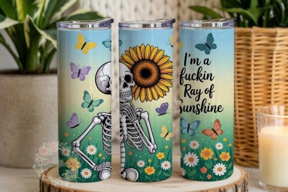 Sassy Skeleton Sunflower 20oz Tumbler Graphics