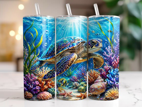 Sea Turtle Tumbler Wrap PNG Sublimation Graphics Review
