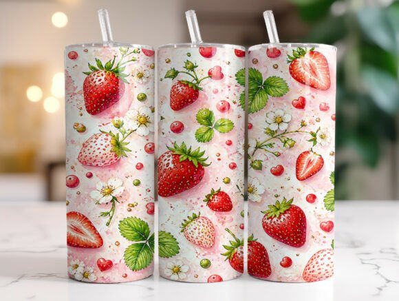 Strawberry Floral Sweet Pattern: Graphics for Tumbler Wraps