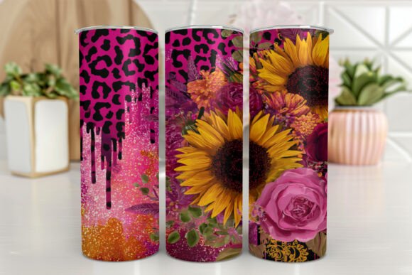 Sunflower Leopard Galaxy Tumbler Wrap Graphics