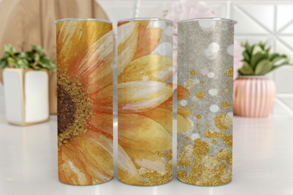 Sunflowers Gold Glitter Tumbler Wrap