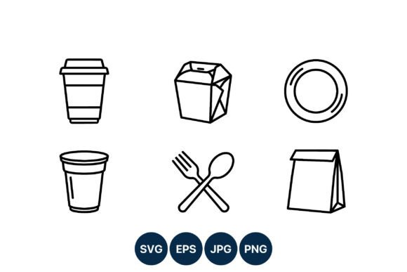 Takeout Coffee Cup and Dining Utensils Graphics