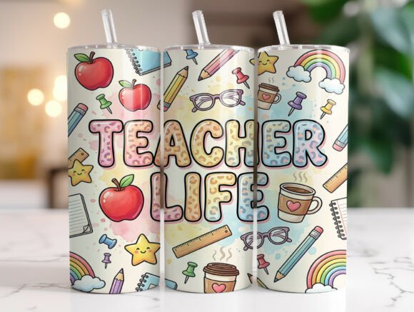 Teacher Life 20 Oz Tumbler Wrap Graphics