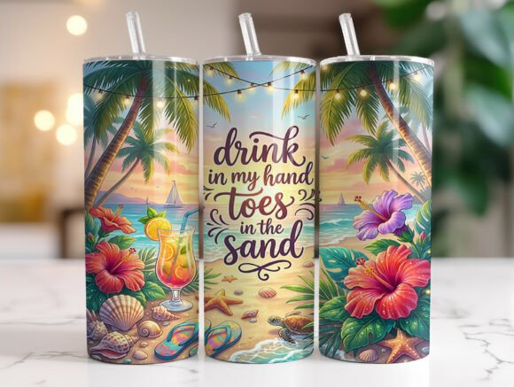 Tropical Beach Quote Tumbler Wraps