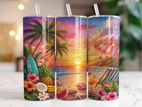Tropical Beach Sunset Palm Tree Tumbler Review