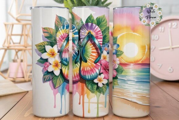 Tropical Flip Flops Sunset Tumbler Wraps Graphics Review