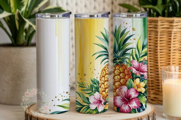 Tropical Pineapple Glitter Tumbler Graphics
