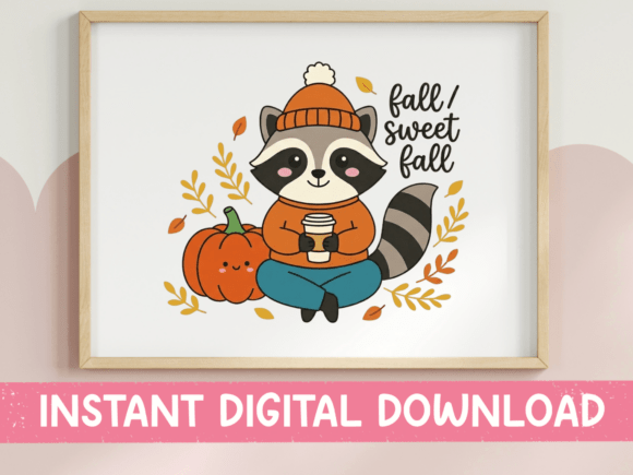 Two Fall Raccoons Autumn Coffee SVG PNG