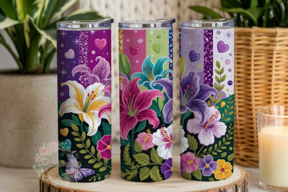 Vibrant Floral Bloom 20oz Tumbler Wrap Graphics
