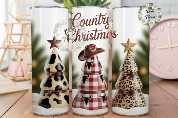Western Christmas Tree Tumbler Wrap Graphics